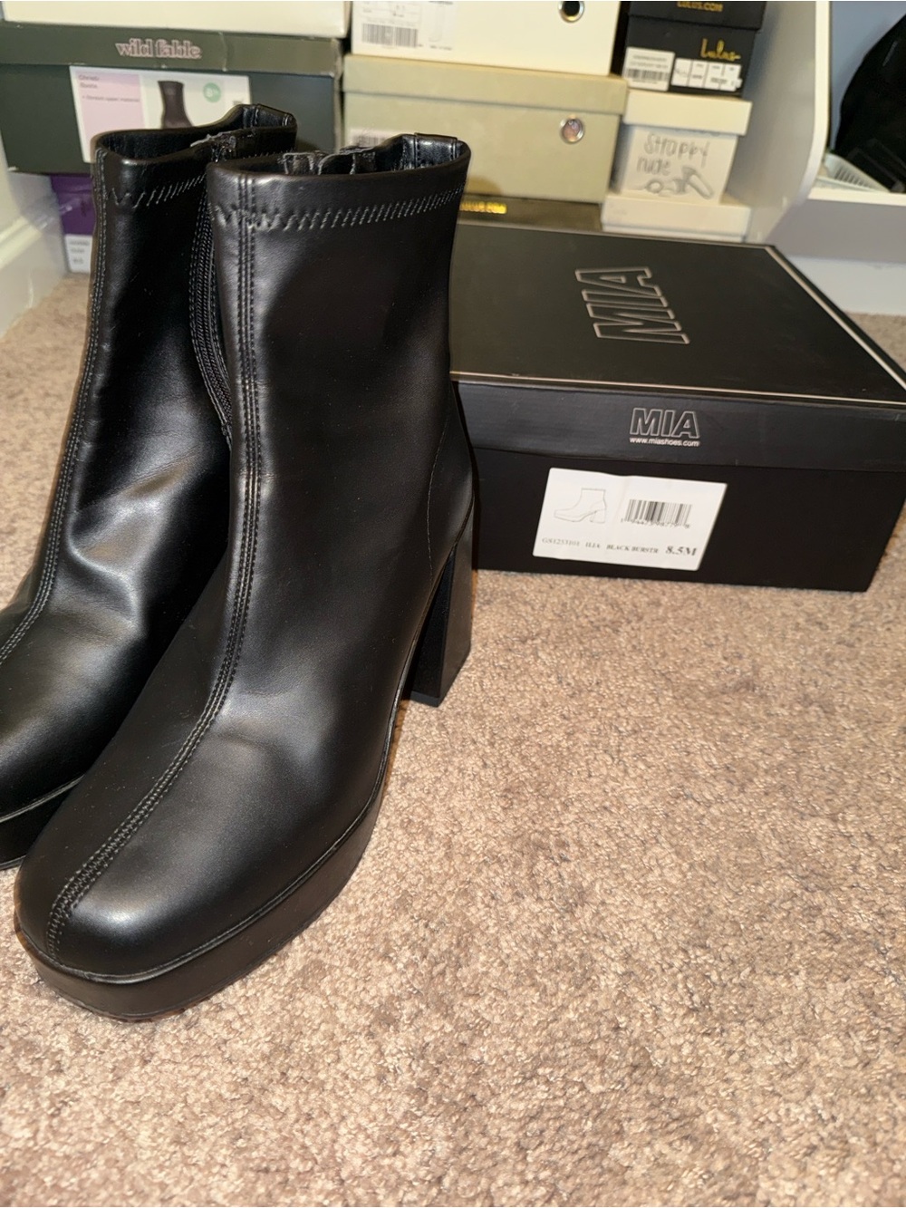 MIA Black Ilia Platform Block Heel Ankle Booties - Picture 3 of 4